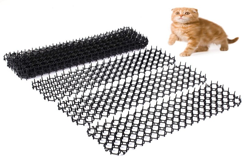 Porch Pet Deterrent Mats for Garden ADAKEL 12 Pack Cat Scat Mat with Spikes Outdoor Repellent Training Spike Mat Devices Home Includes 6 Staples 